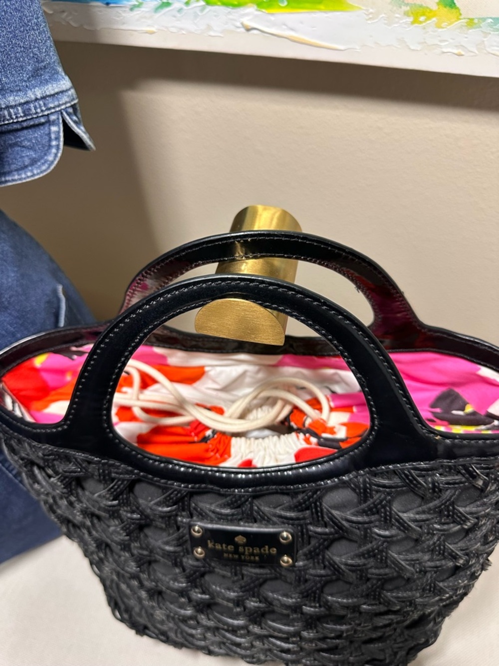 kate spade Black Woven Patent Leather Tote- WKA475284 - Picture 9 of 10